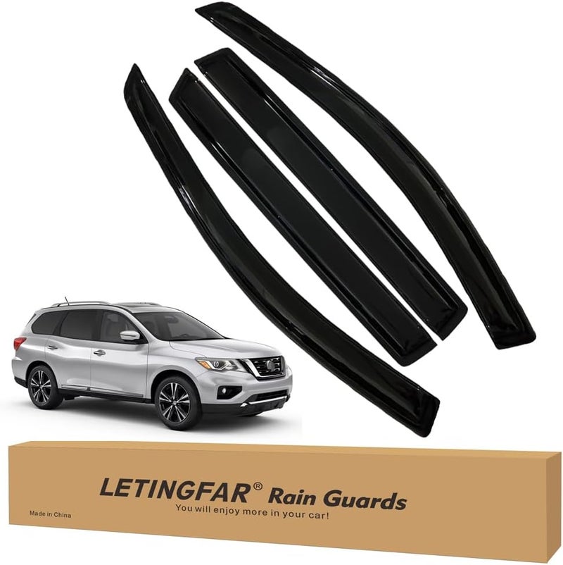 LETINGFAR Tape-on Rain Guards for 2013-2016 Nissan Pathfinder, for 2013-2016 Nissan Pathfinder Accessories，Side Vent Visors Shades Window Deflectors for Nissan Pathfinder - Image 1